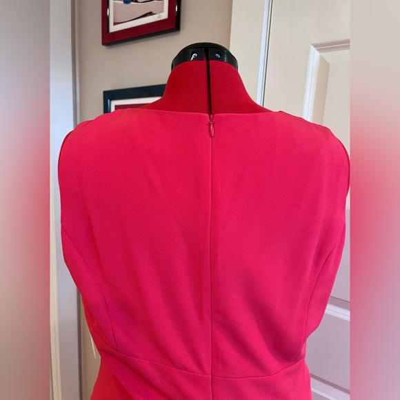 NWT Eliza J Red Ruched Cocktail Wedding Guest Fit & Flare Midi Dress 18 - Picture 7 of 15